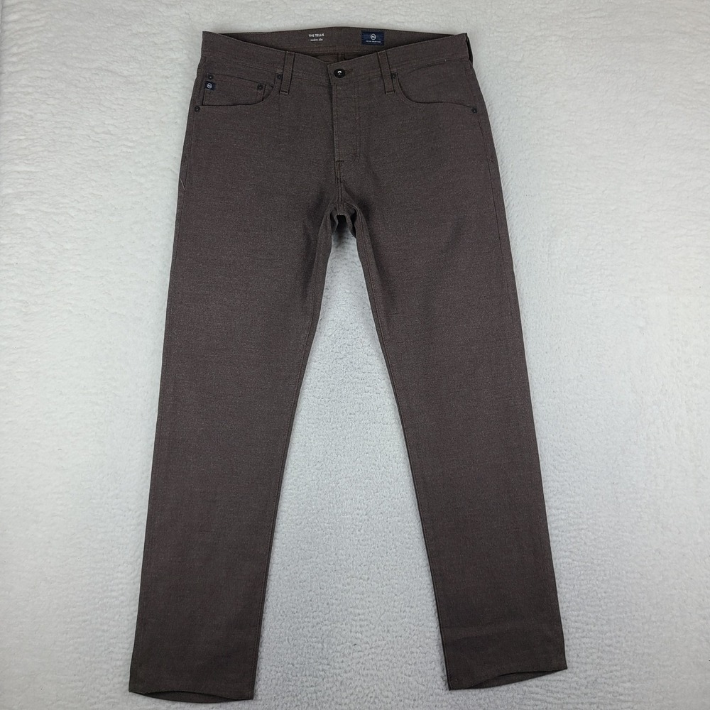 Adriano Goldschmied Pants Mens 34x32 Brown The Tellis Modern Slim Chino Khakis *